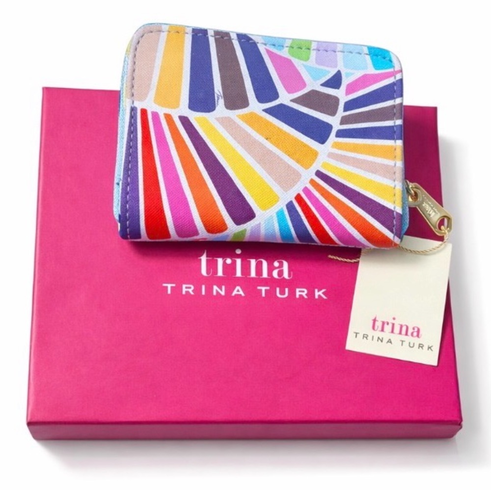 NWT Trina Turk Multicolor Zip Coin Purse Card Holder w/ Box Giftable